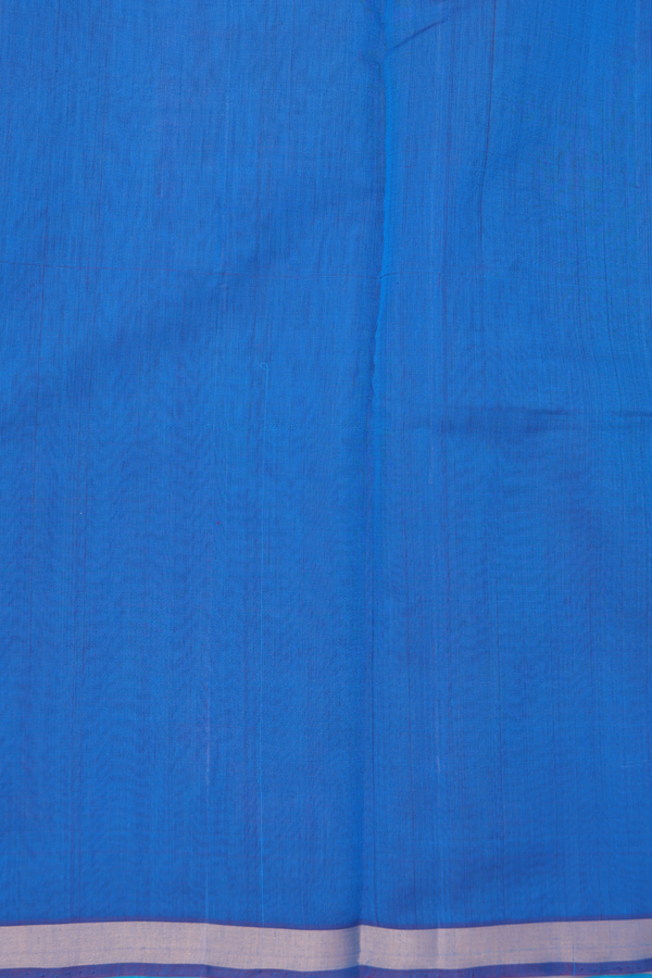 Kora Silk Cotton Saree In Cerulean Blue With Zari Motifs