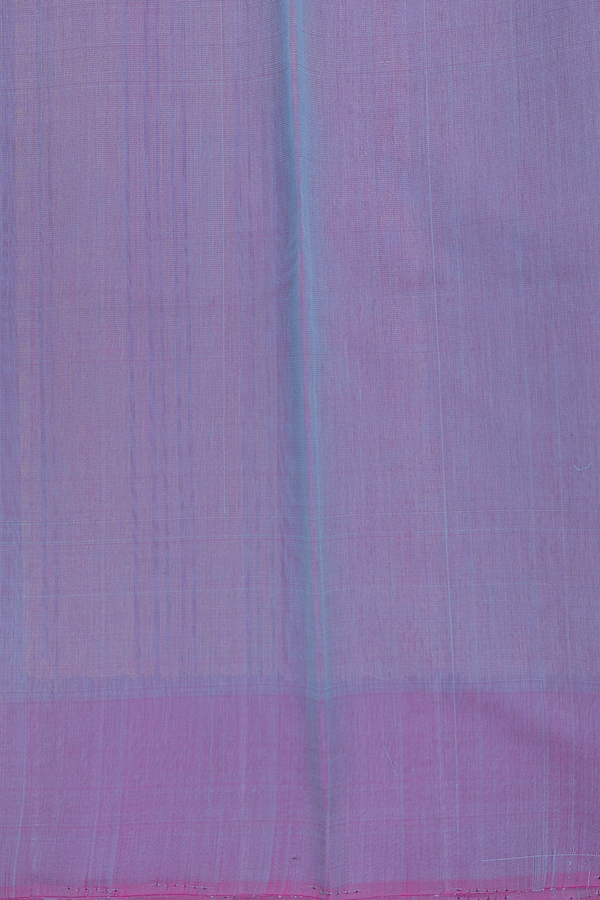 Kora Silk Cotton Saree In Dusty Blue With Stripes Design