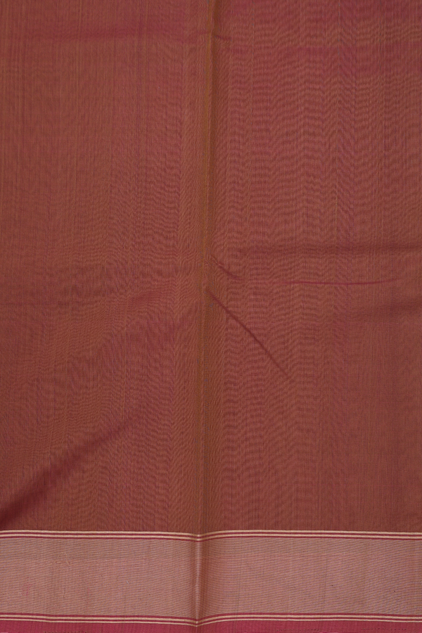 Kora Silk Cotton Saree In Mehendi Green With Square Motifs