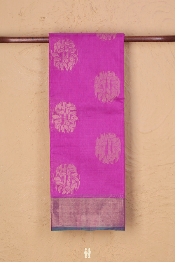 Kora Silk Cotton Saree In Orchid With Zari Motifs