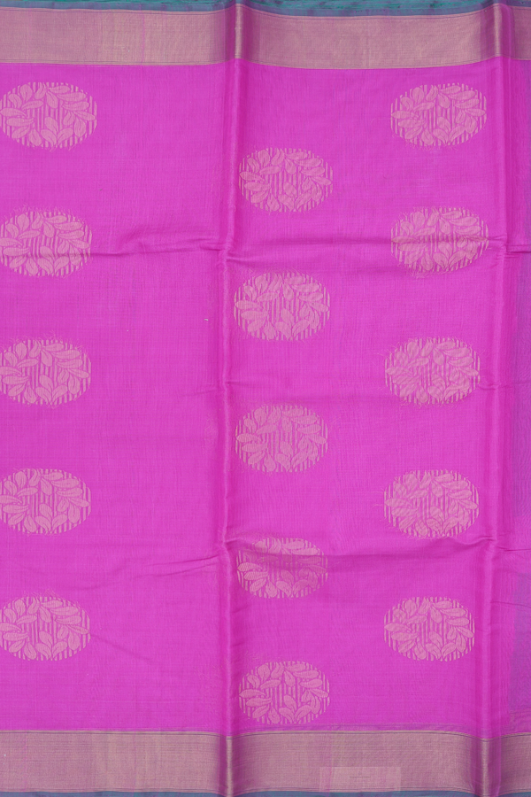 Kora Silk Cotton Saree In Orchid With Zari Motifs