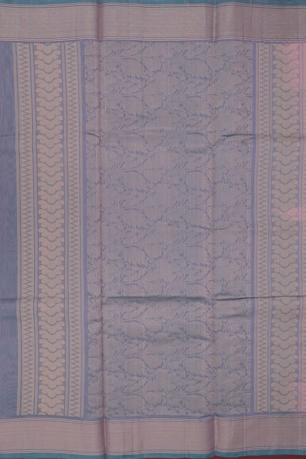 Kora Silk Cotton Saree In Rose Brown With Square Motifs