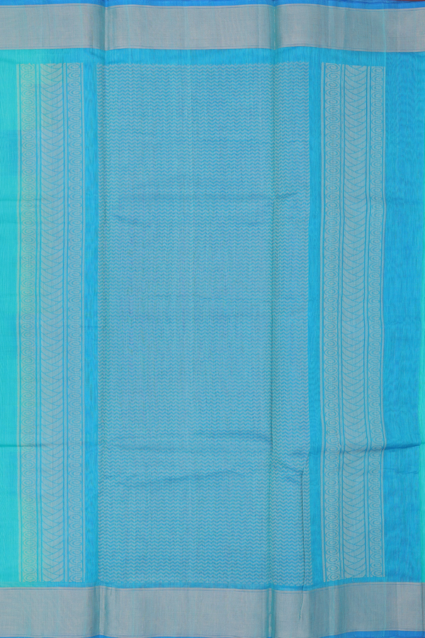 Kora Silk Cotton Saree In Sea Green With Zari Motifs