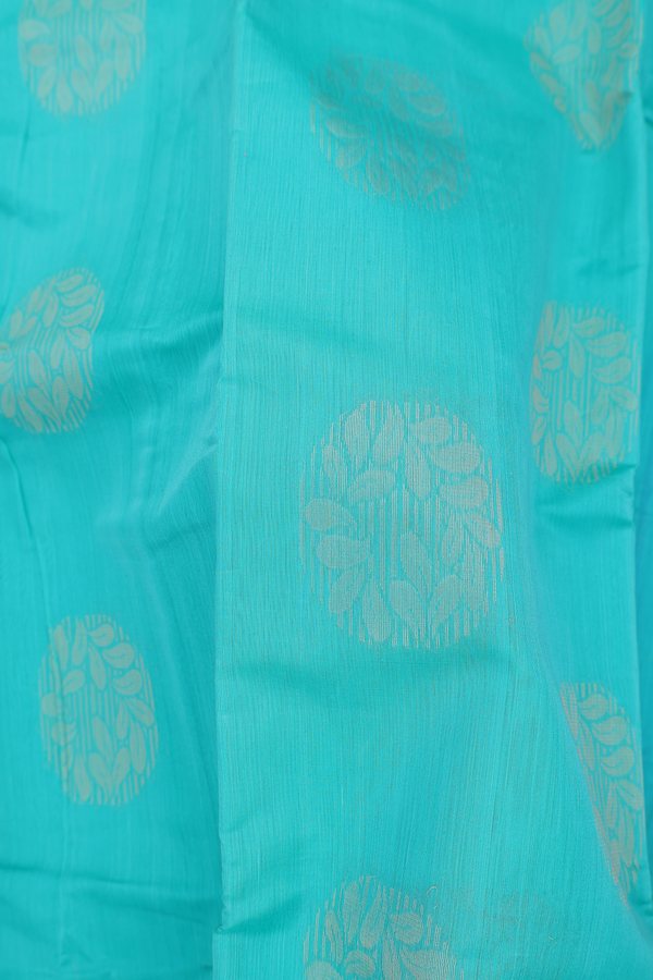 Kora Silk Cotton Saree In Sea Green With Zari Motifs