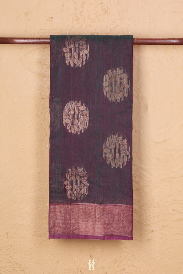 Kora Silk Cotton Saree In Dual Tone With Zari Motifs