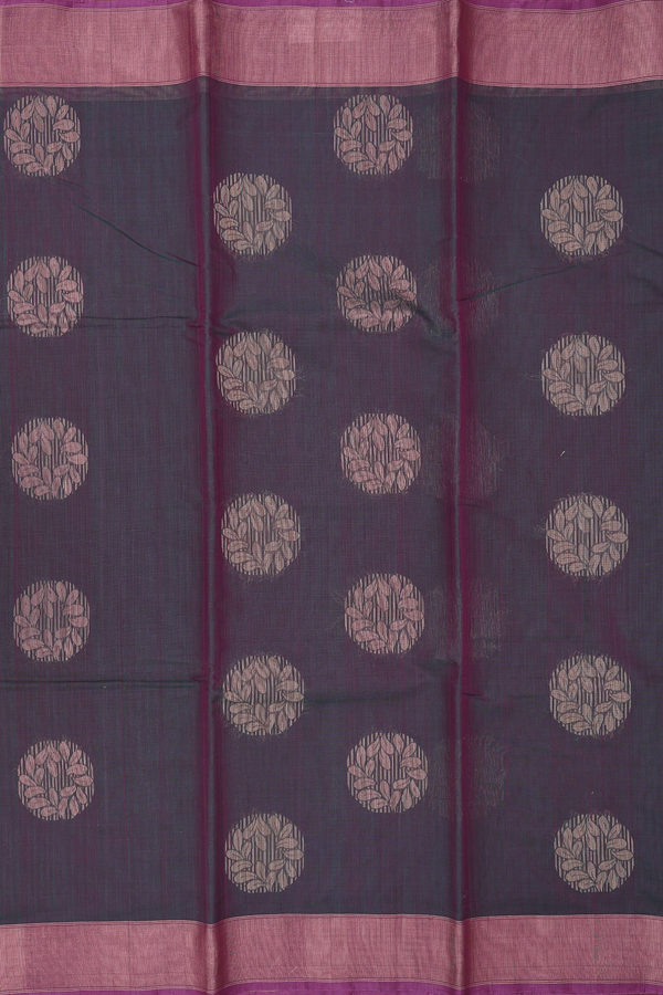 Kora Silk Cotton Saree In Dual Tone With Zari Motifs