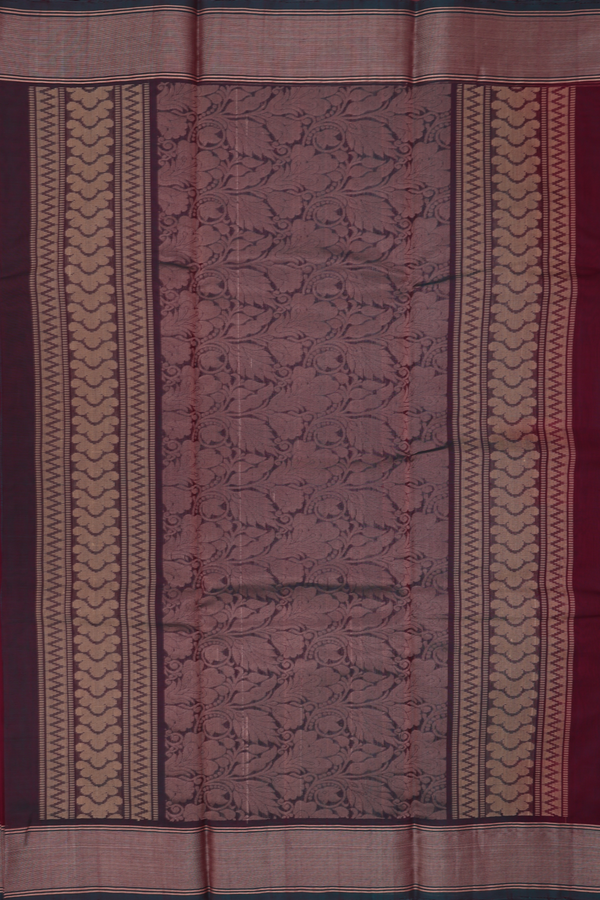 Kora Silk Cotton Saree In Maroon With Zari Motifs
