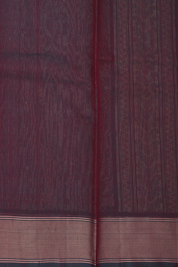 Kora Silk Cotton Saree In Maroon With Zari Motifs