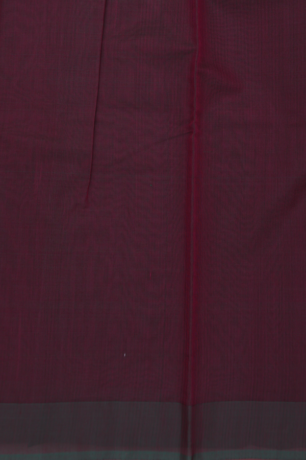 Kora Silk Cotton Saree In Maroon Along Stripes With Buttas