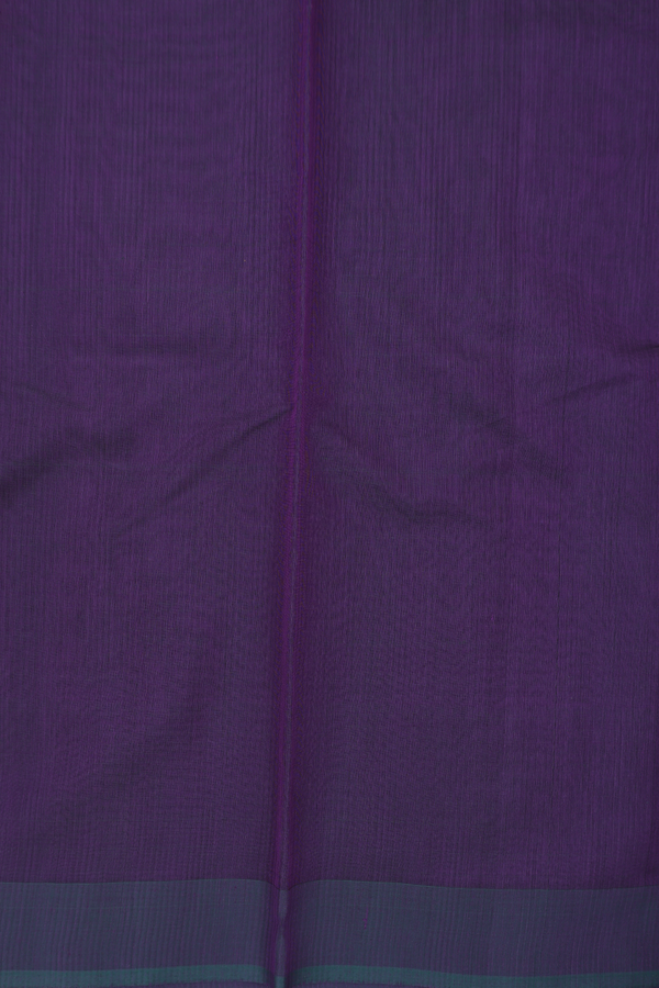 Kora Silk Cotton Saree In Purple Along Stripes With Buttas