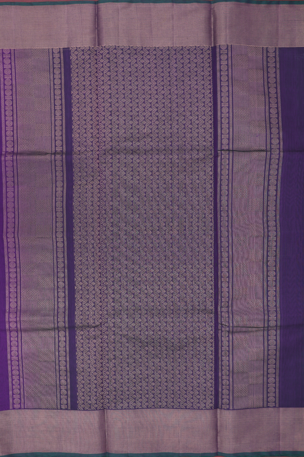 Kora Silk Cotton Saree In Purple With Zari Motifs