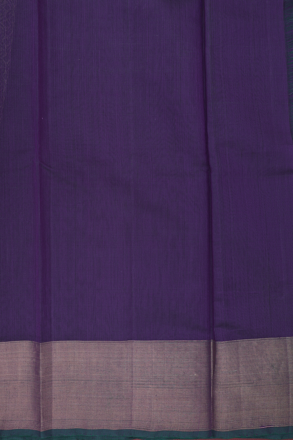 Kora Silk Cotton Saree In Purple With Zari Motifs