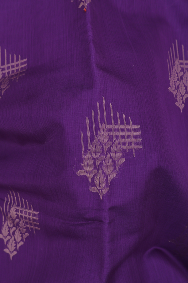 Kora Silk Cotton Saree In Purple With Zari Motifs