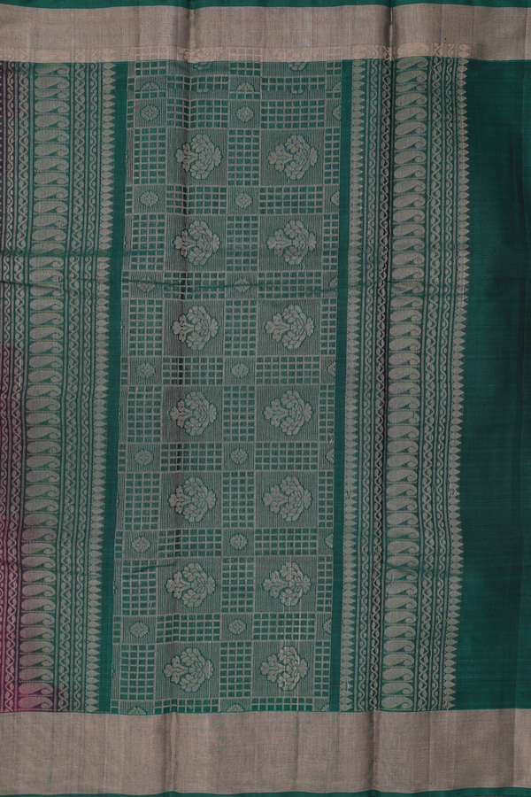 Kora Silk Cotton Saree In Plum Purple With Zari Motifs