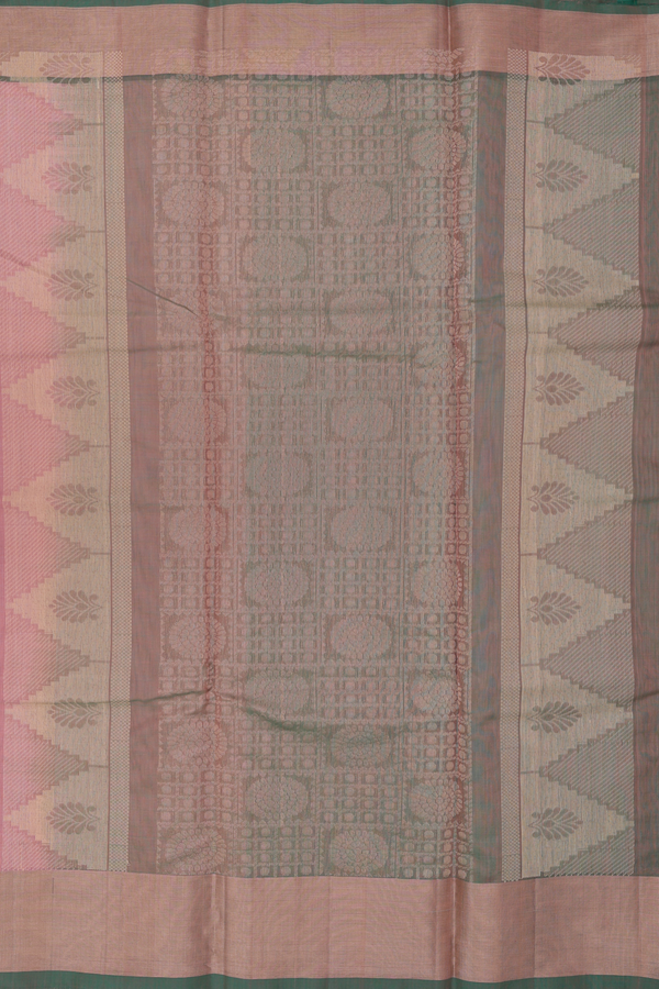 Kora Silk Cotton Saree In Dusty Rose With Floral Motifs