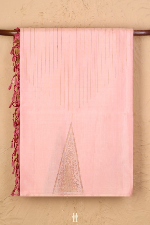 Soft Silk Saree In Pink With Stripes Design