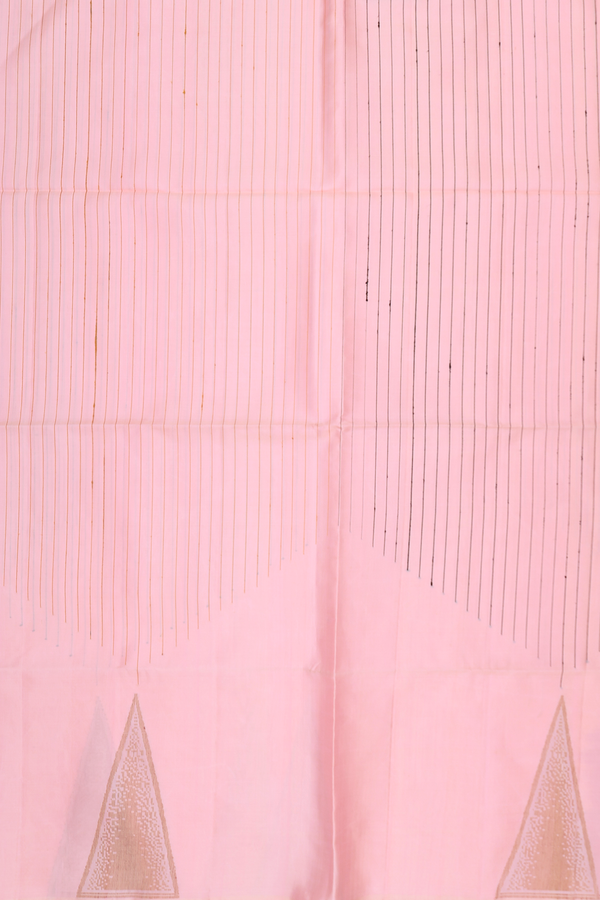 Soft Silk Saree In Pink With Stripes Design