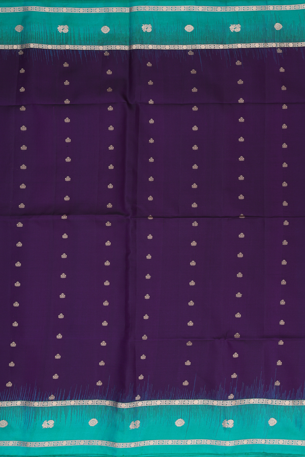 Soft Silk Saree In Deep Purple With Zari Buttis