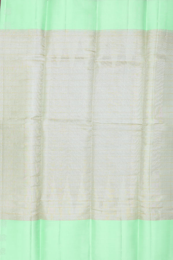 Kanchipuram Silk Saree Green Beige Tissue With Checks Design