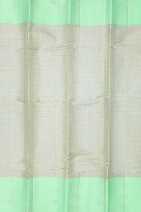 Kanchipuram Silk Saree Green Beige Tissue With Checks Design