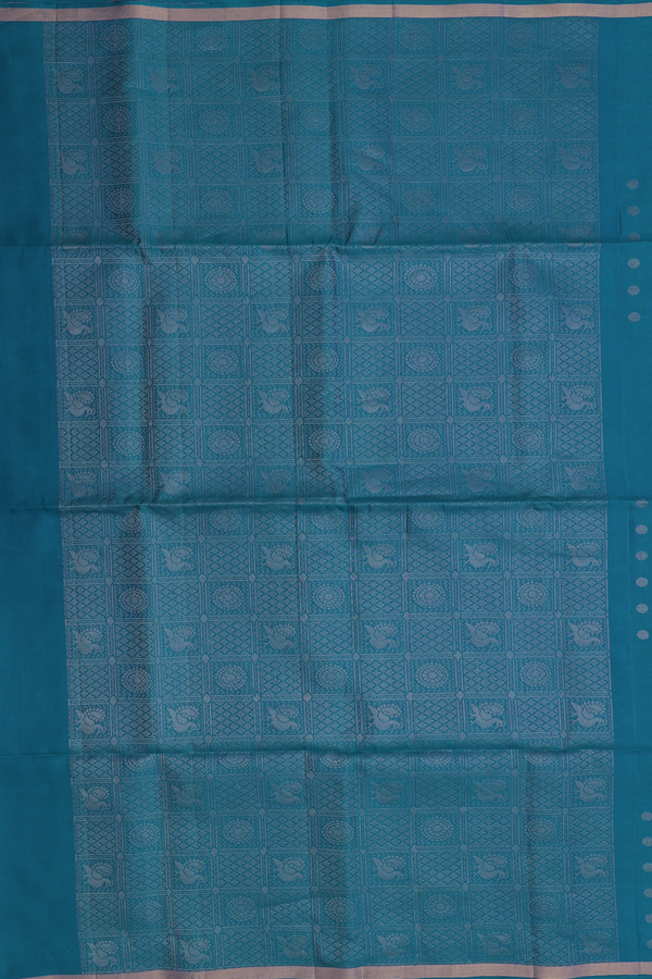 Soft Silk Saree In Cerulean Blue With Allover Design