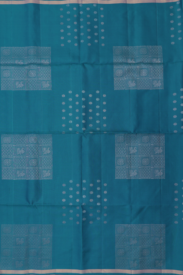 Soft Silk Saree In Cerulean Blue With Allover Design