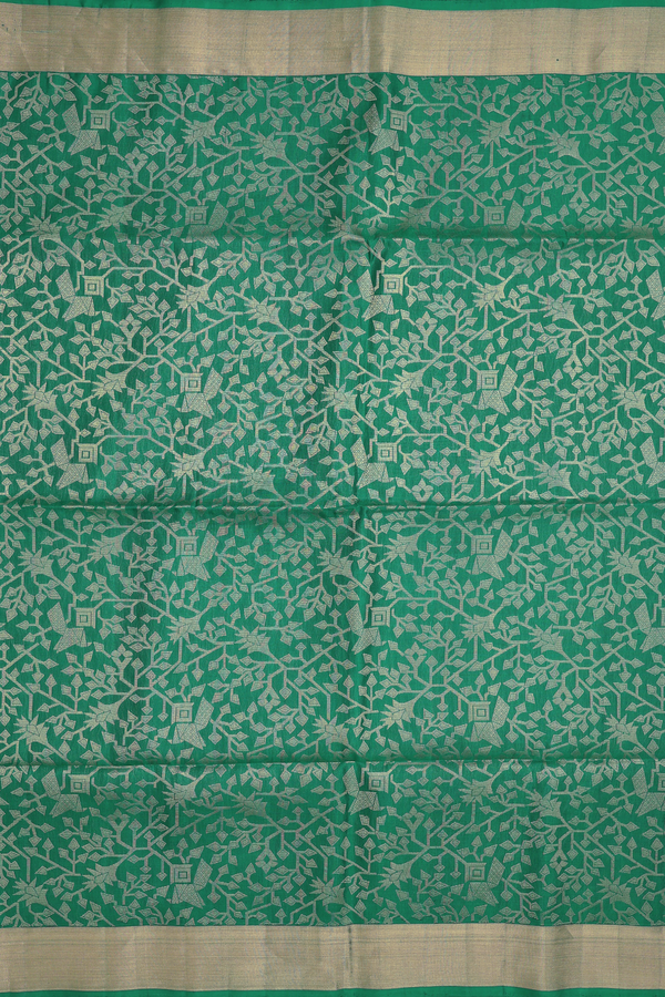 Soft Silk Saree In Emerald Green With Allover Design