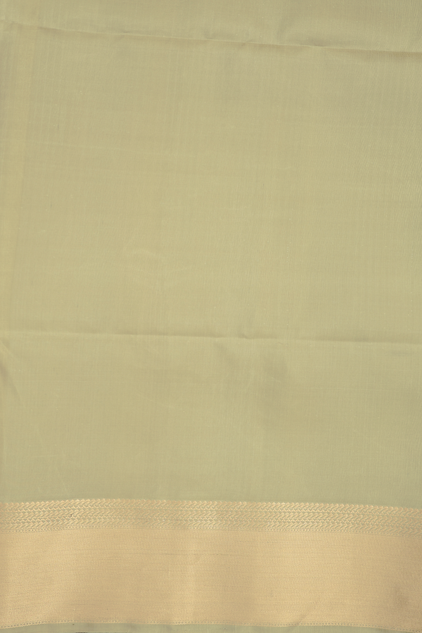 Soft Silk Saree In Cardamom Green With Allover Design