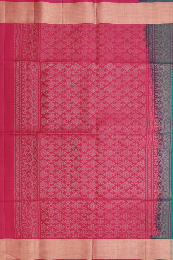 Soft Silk Saree In Peacock Green With Leaf Motifs