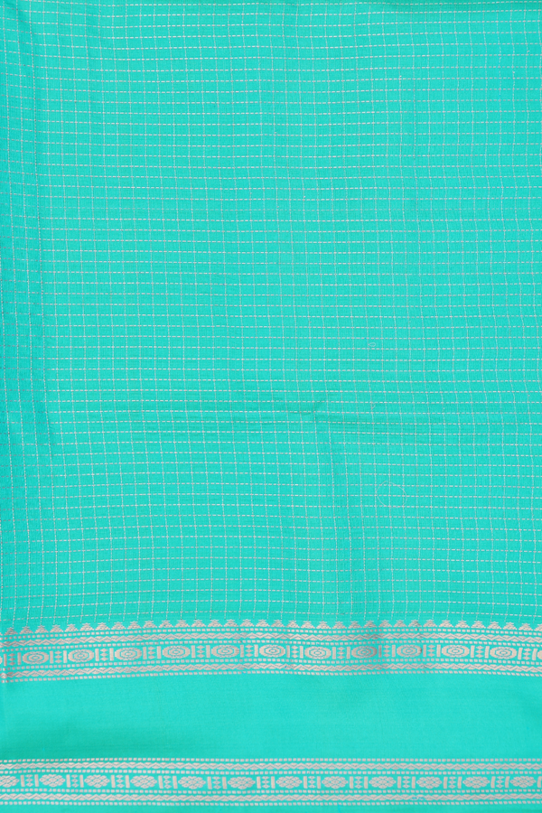 Soft Silk Saree In Navy Blue With Checks Design