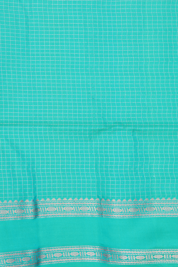Soft Silk Saree In Saffron Yellow With Checks Design