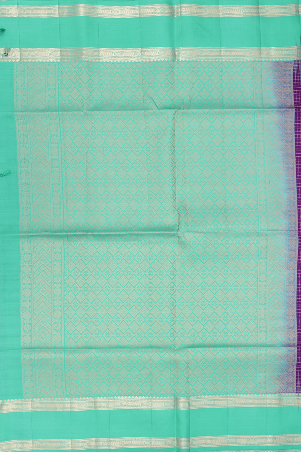 Soft Silk Saree In Purple With Checks Design