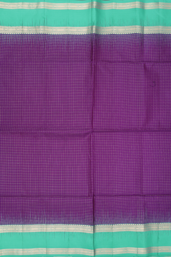 Soft Silk Saree In Purple With Checks Design