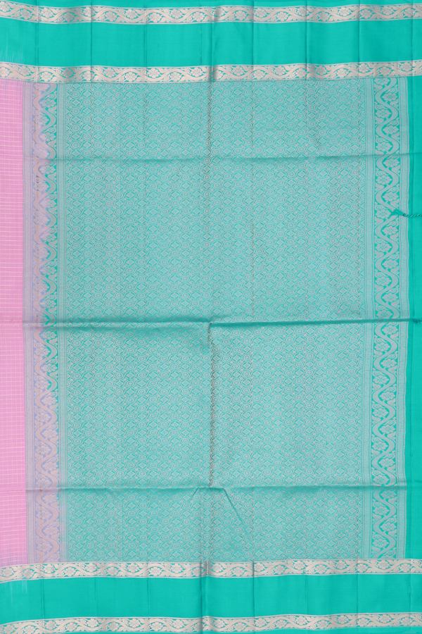 Soft Silk Saree In Pink With Checks Design