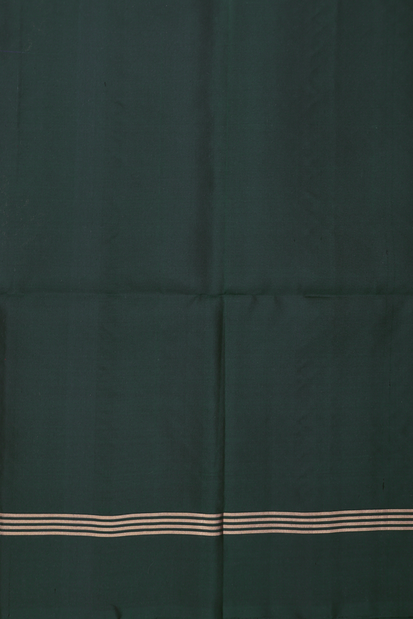 Soft Silk Saree In Bottle Green With Kolam Buttas