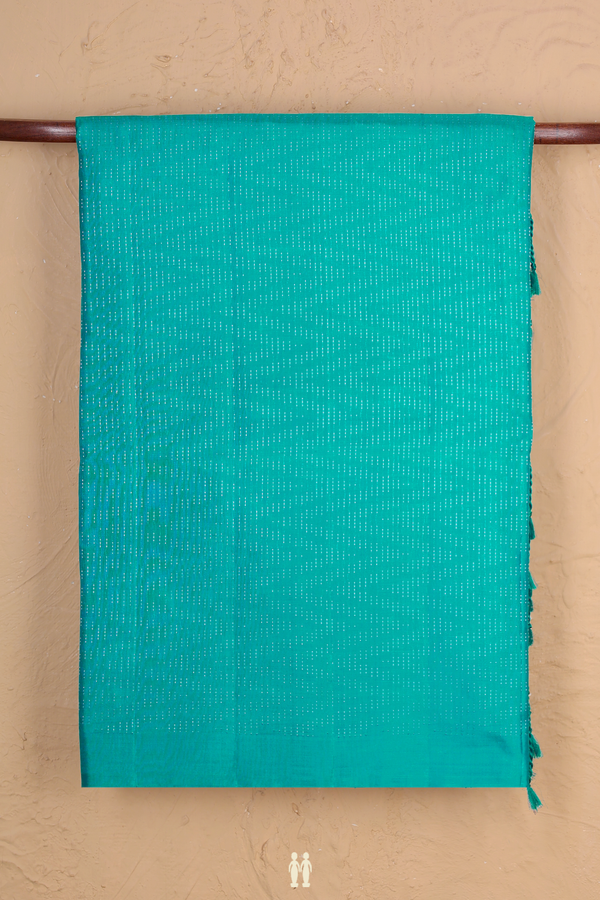 Soft Silk Saree In Teal Blue With Chevron Design