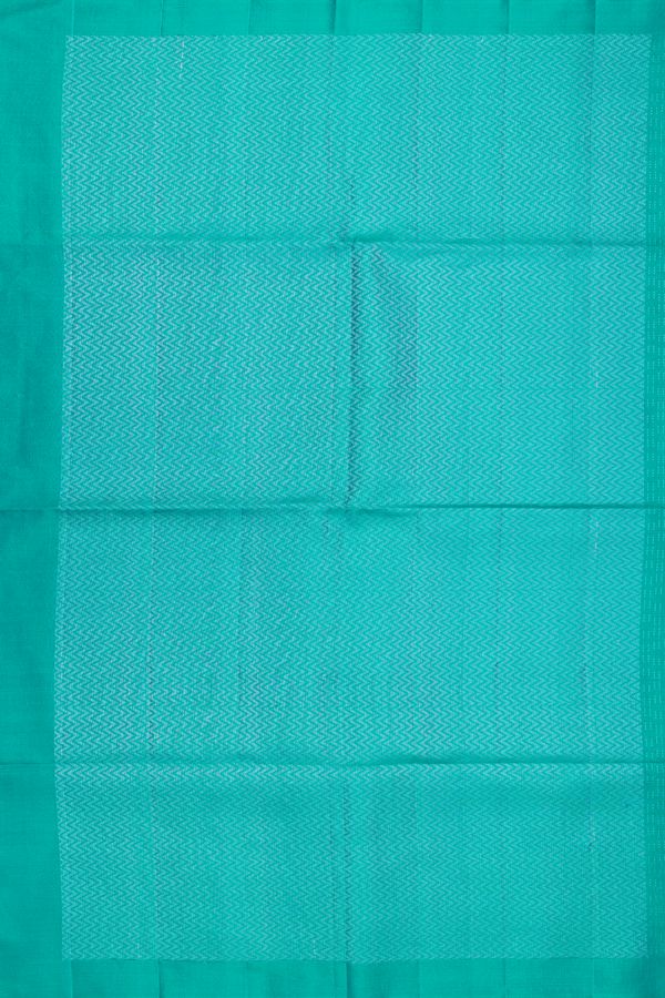 Soft Silk Saree In Teal Blue With Chevron Design