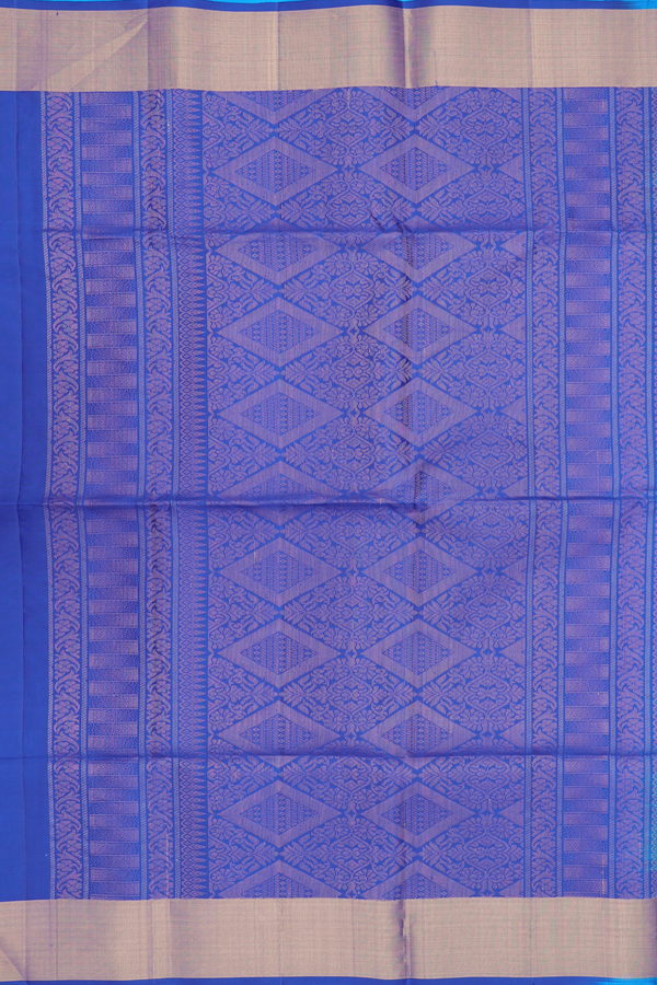 Soft Silk Saree In Deep Sky Blue With Floral Motifs