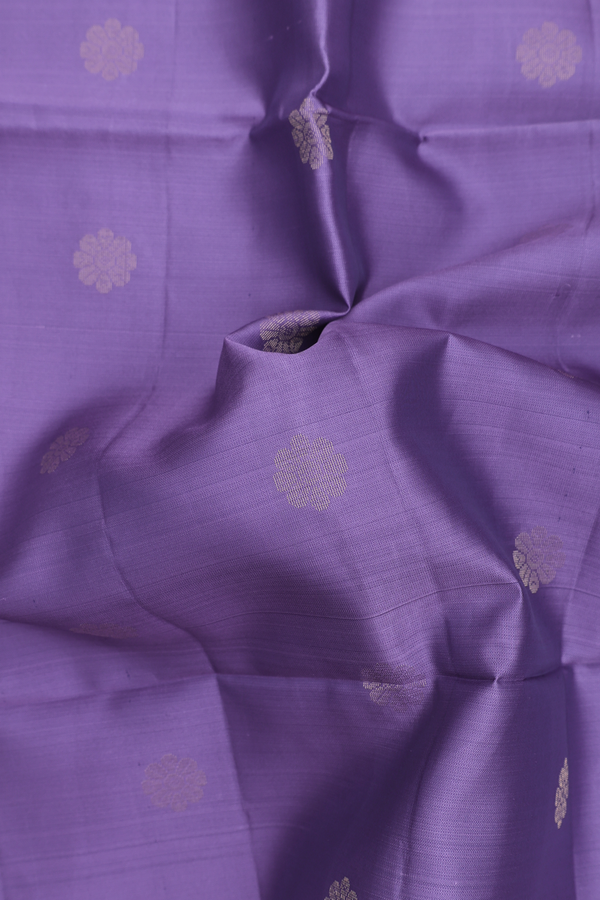 Soft Silk Saree In Dusty Purple With Floral Buttas