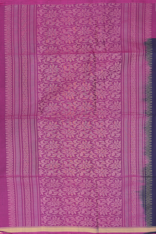 Soft Silk Saree In Midnight Blue With Leaf Buttas