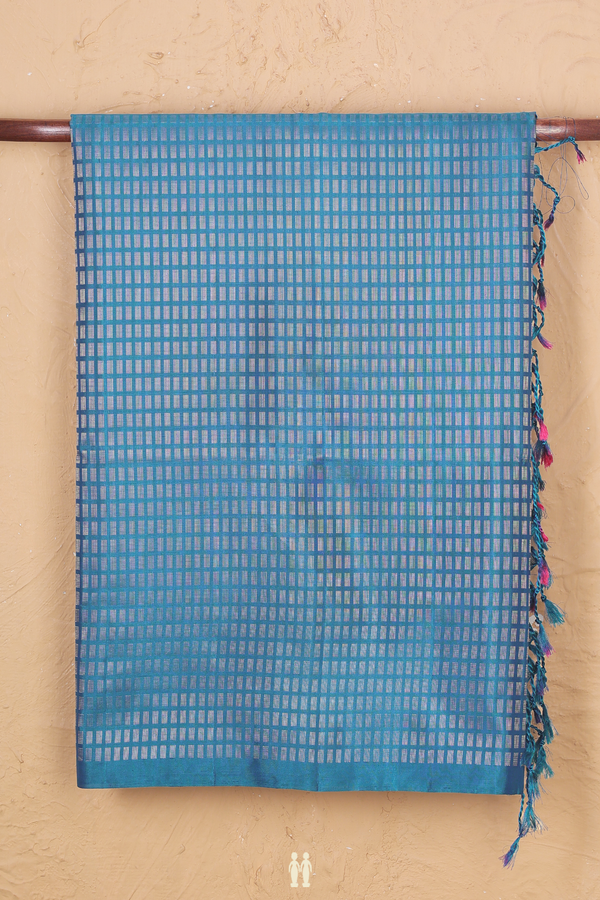 Soft Silk Saree In Teal Blue With Brocade Design
