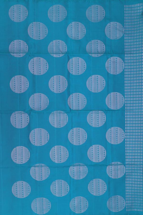 Soft Silk Saree In Teal Blue With Brocade Design