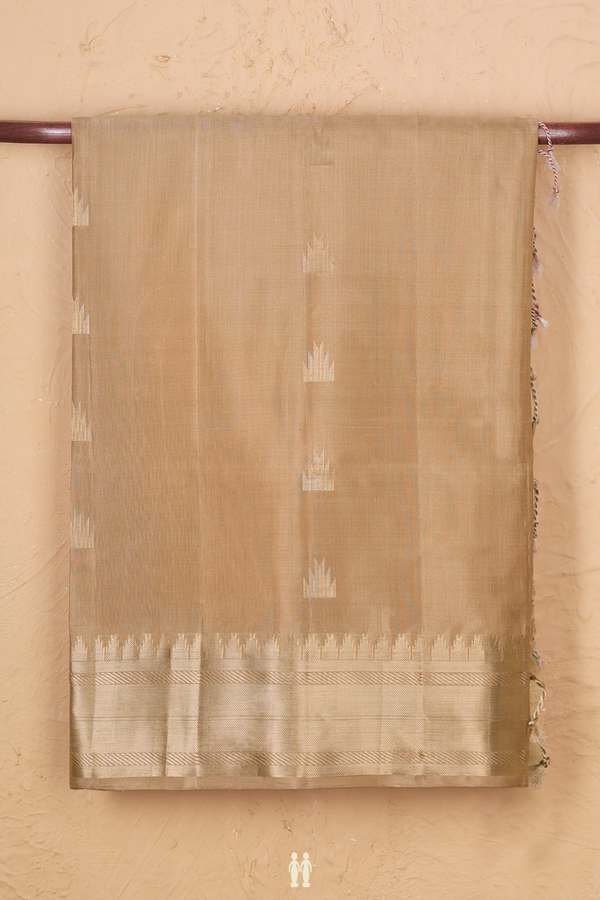 Soft Silk Saree In Cream Brown With Temple Buttas