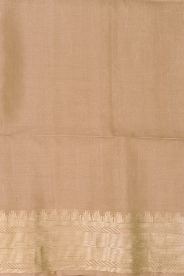 Soft Silk Saree In Cream Brown With Temple Buttas