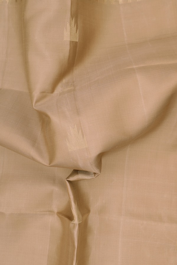 Soft Silk Saree In Cream Brown With Temple Buttas