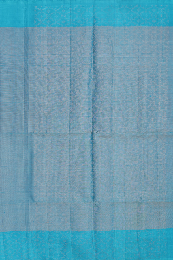 Soft Silk Saree In Tissue Blue With Zari Border