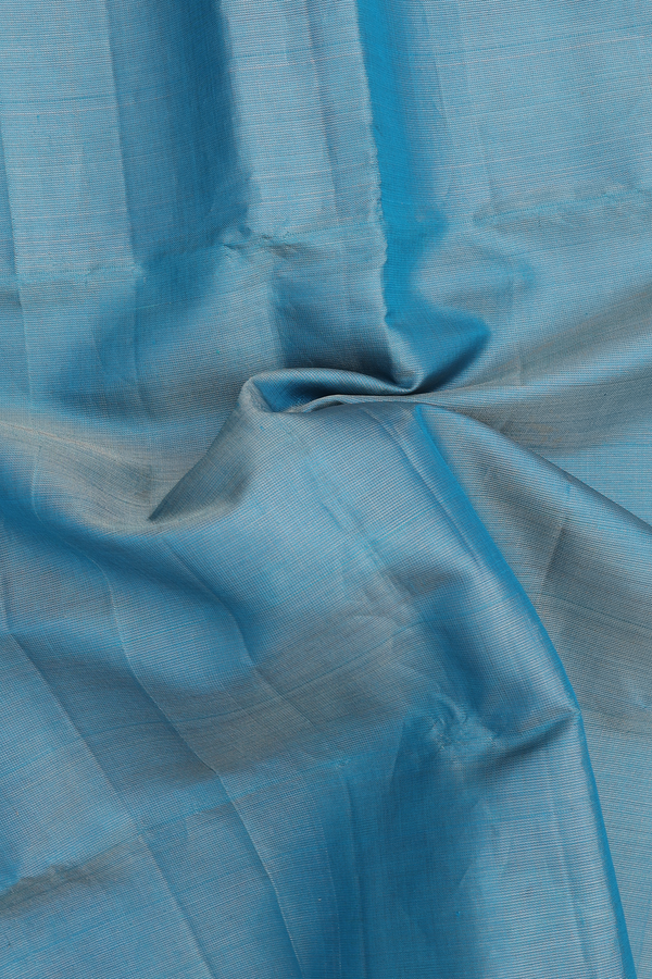 Soft Silk Saree In Tissue Blue With Zari Border