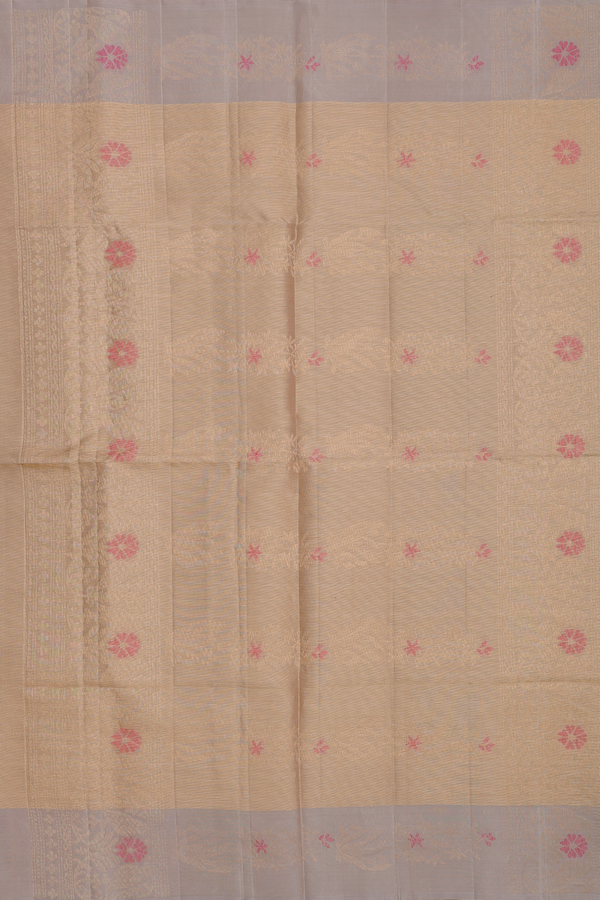Soft Silk Saree In Tissue Light Brown With Zari Border