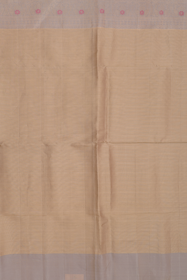 Soft Silk Saree In Tissue Light Brown With Zari Border
