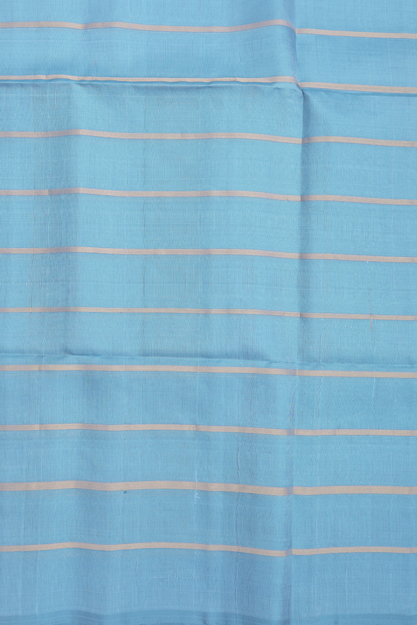 Soft Silk Saree In Light Blue With Checks Design